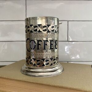 Vintage Silver Plated Coffee Canister Antique Decorative Kitchen Dining